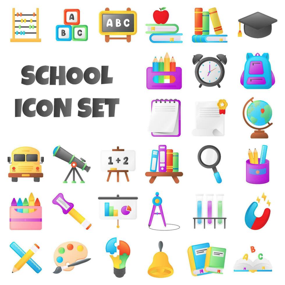 colegio icono conjunto vistoso vector