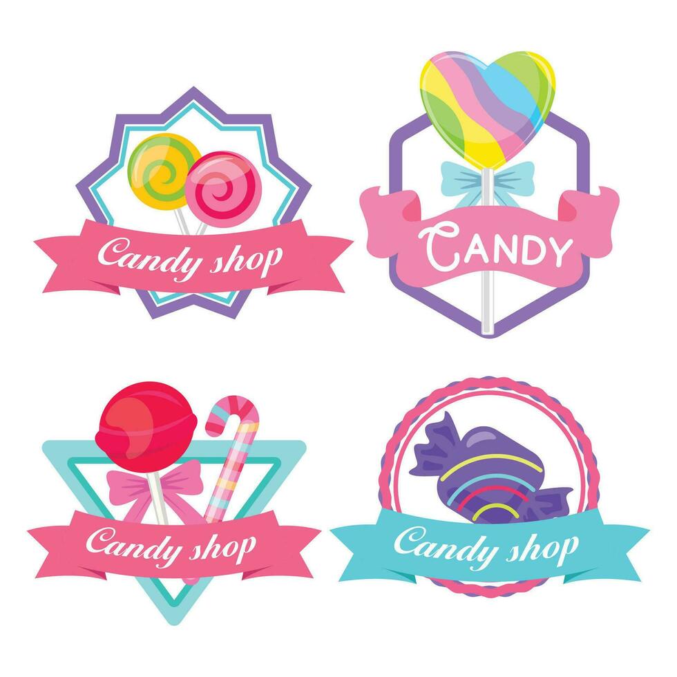 Set of candy store logo design template. vector