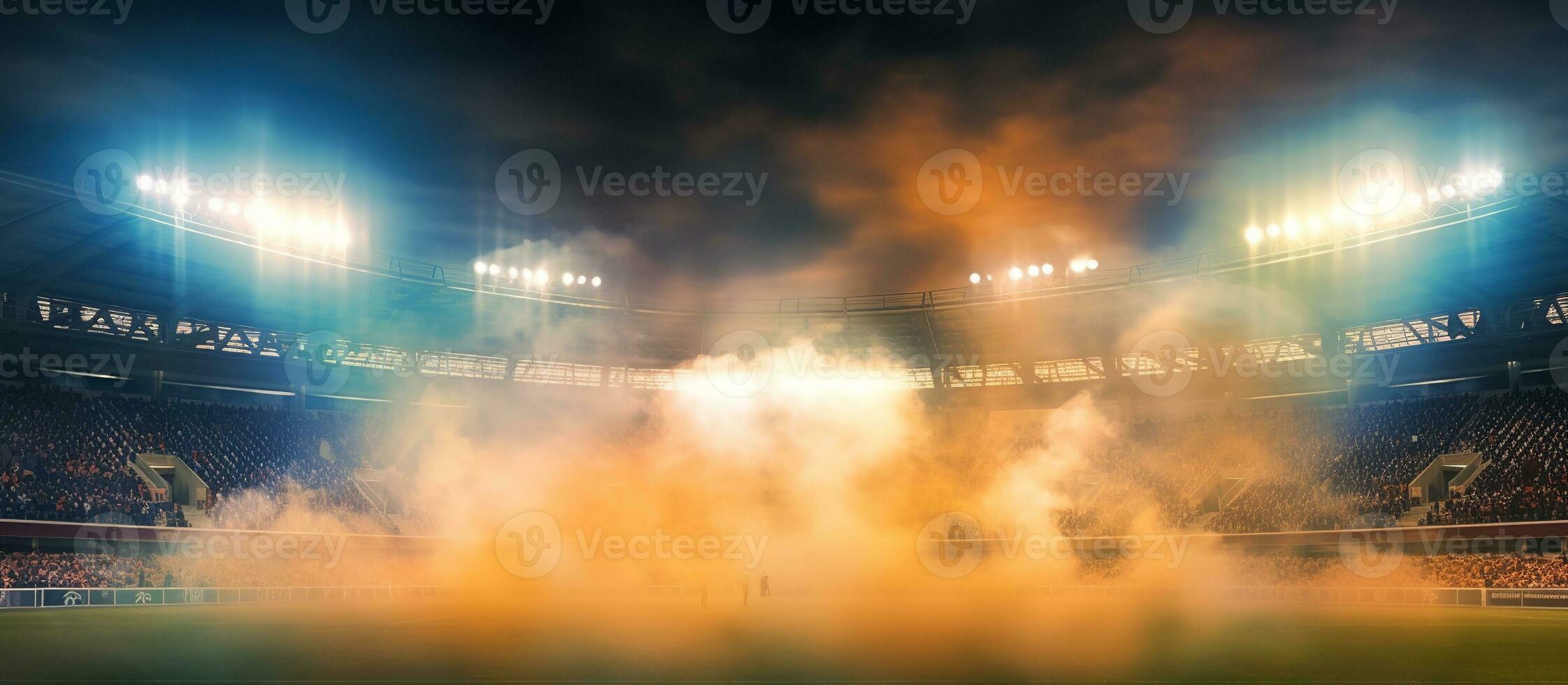 stadium arena lights and smoke photo
