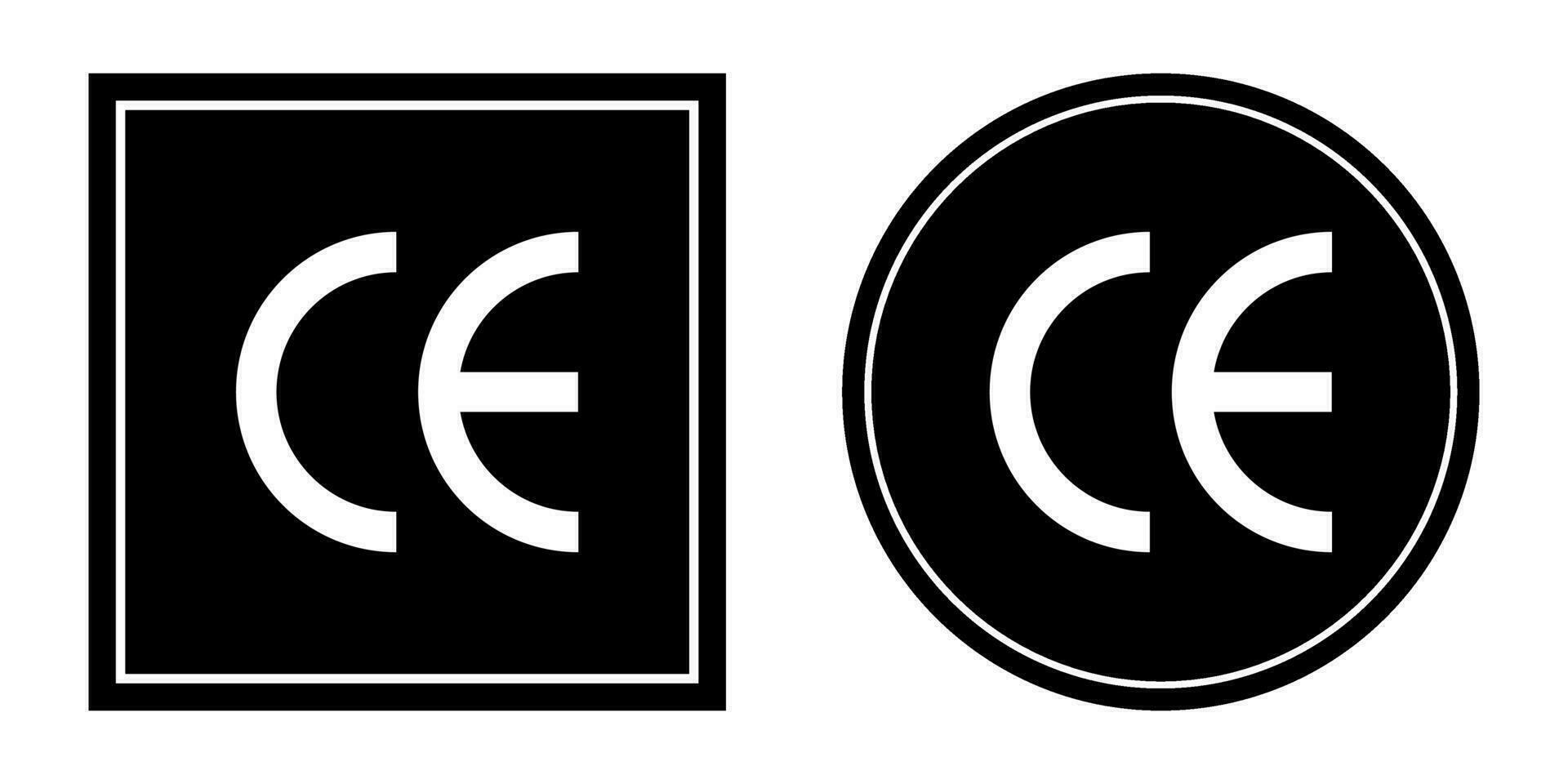 CE marking icon vector in circle and square style .Transparent background