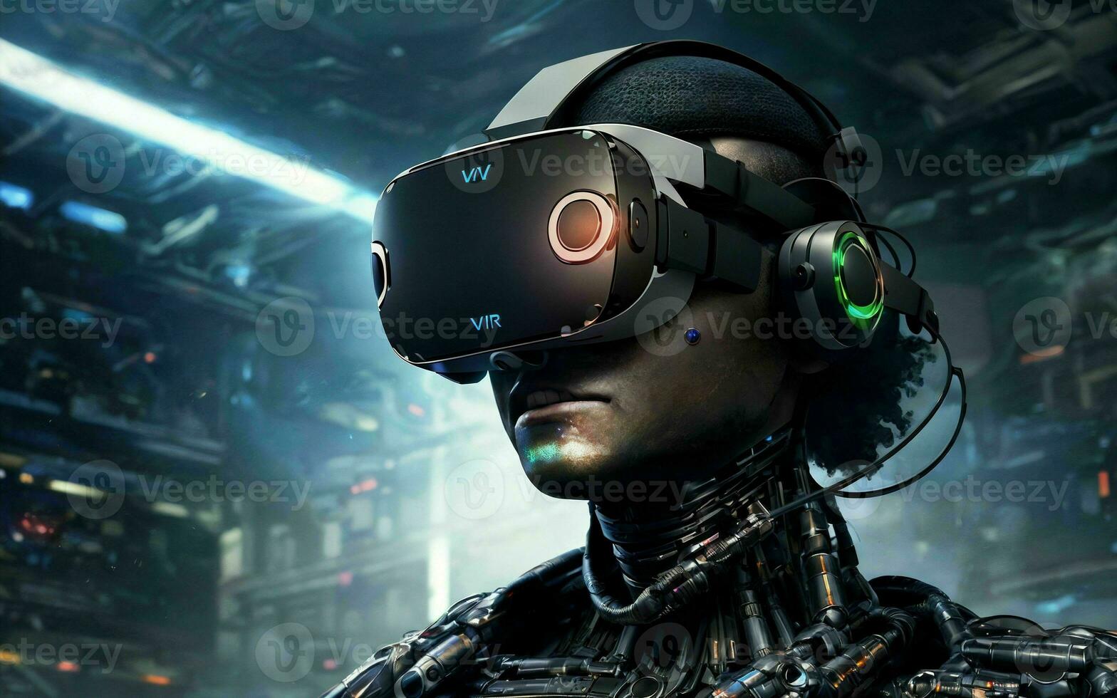 AI generated Cybernetic Odyssey The Fusion of Robots and Virtual Reality in Gaming's Futuristic Frontier ai generated photo