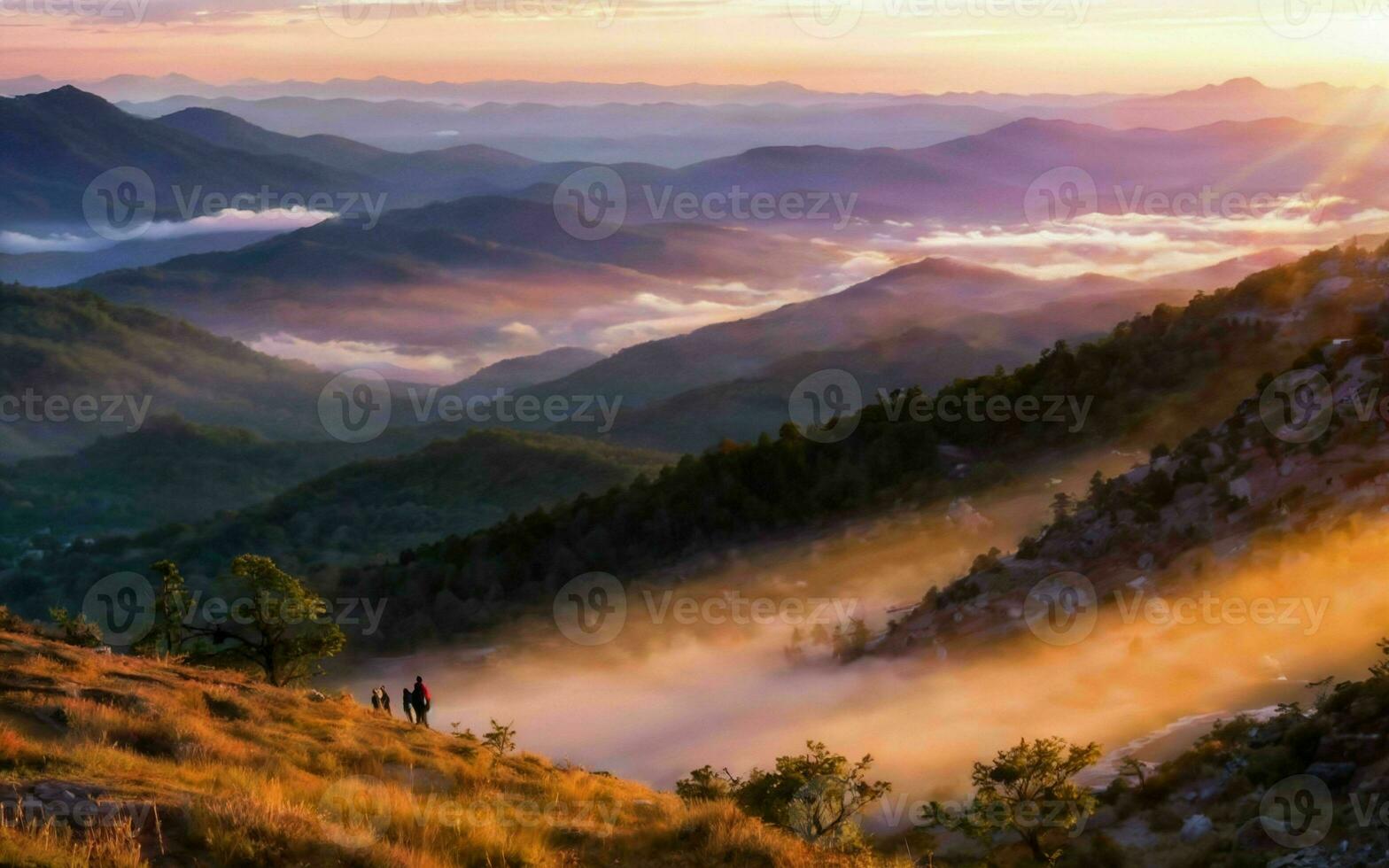 AI generated Twilight Embrace A Symphony of Colors Over Majestic Mountain Peaks ai generated photo