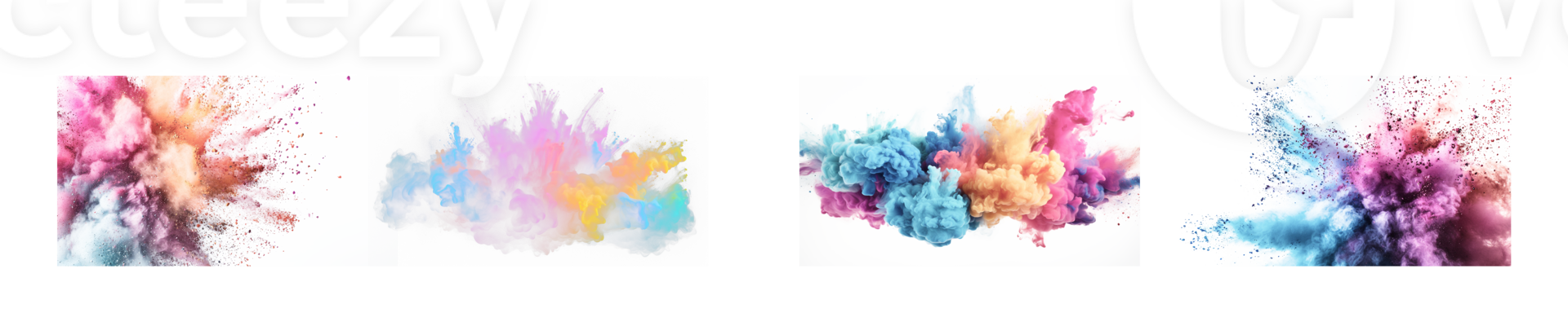 AI generated Colored powder explosion on a white background. Abstract closeup dust on backdrop. Colorful explode. Paint holi png