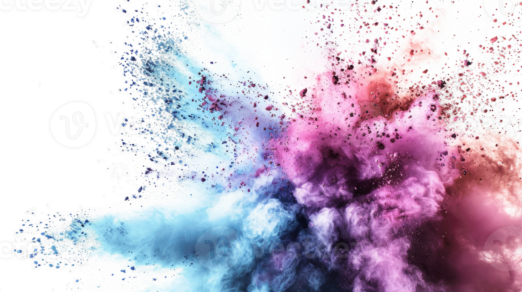 AI generated Colored powder explosion on a white background. Abstract closeup dust on backdrop. Colorful explode. Paint holi png