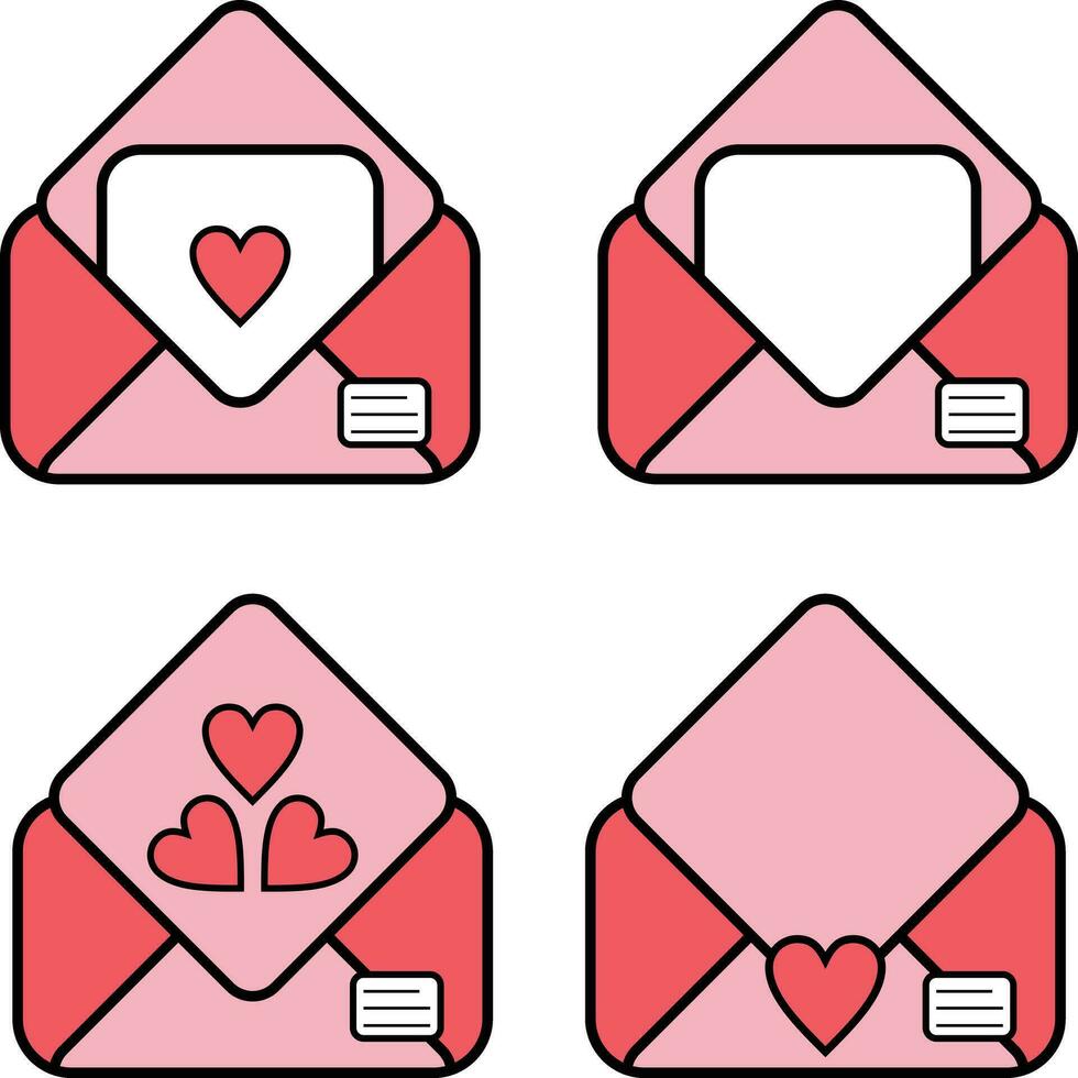 set of icons mail love vector