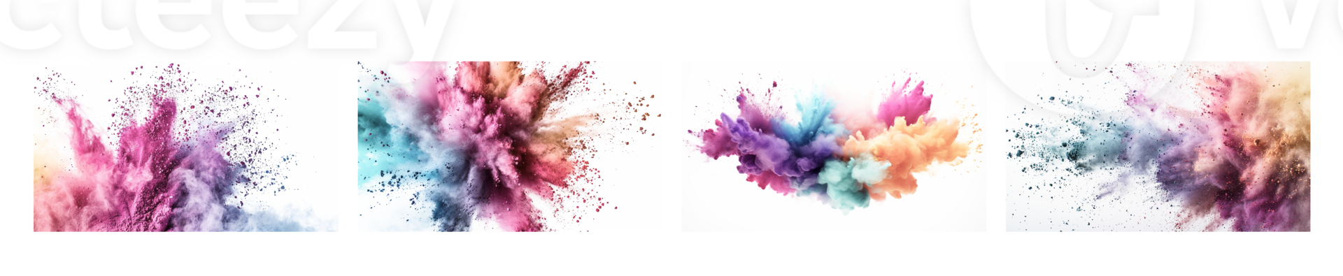 ai generado de colores polvo explosión en un blanco antecedentes. resumen de cerca polvo en fondo. vistoso explotar. pintar holi png