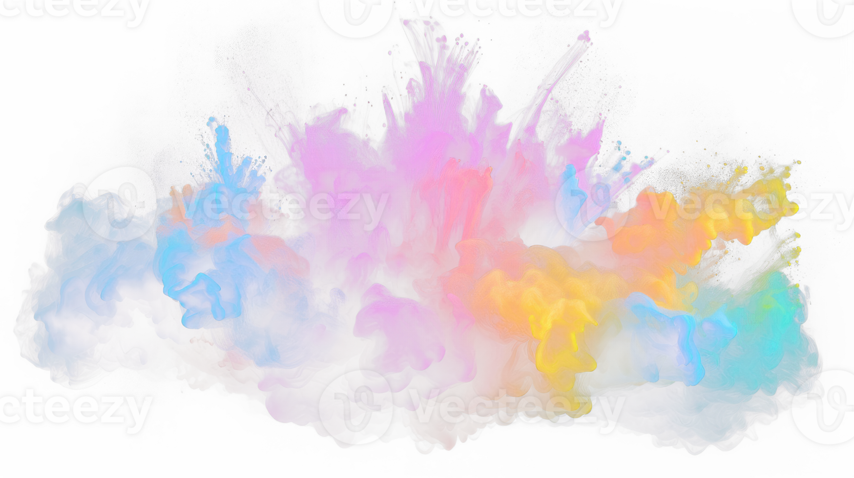 AI generated Colored powder explosion on a white background. Abstract closeup dust on backdrop. Colorful explode. Paint holi png