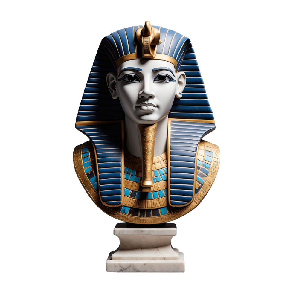 AI generated Ancient marble and granite pharaoh bust from egypt isolated on transparent background png