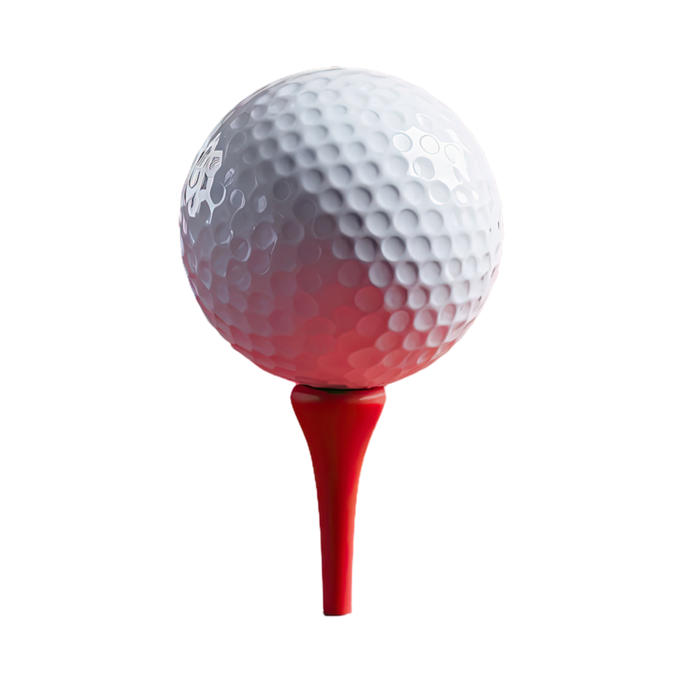 ai generato golf palla su un' rosso tee isolato su trasparente sfondo png