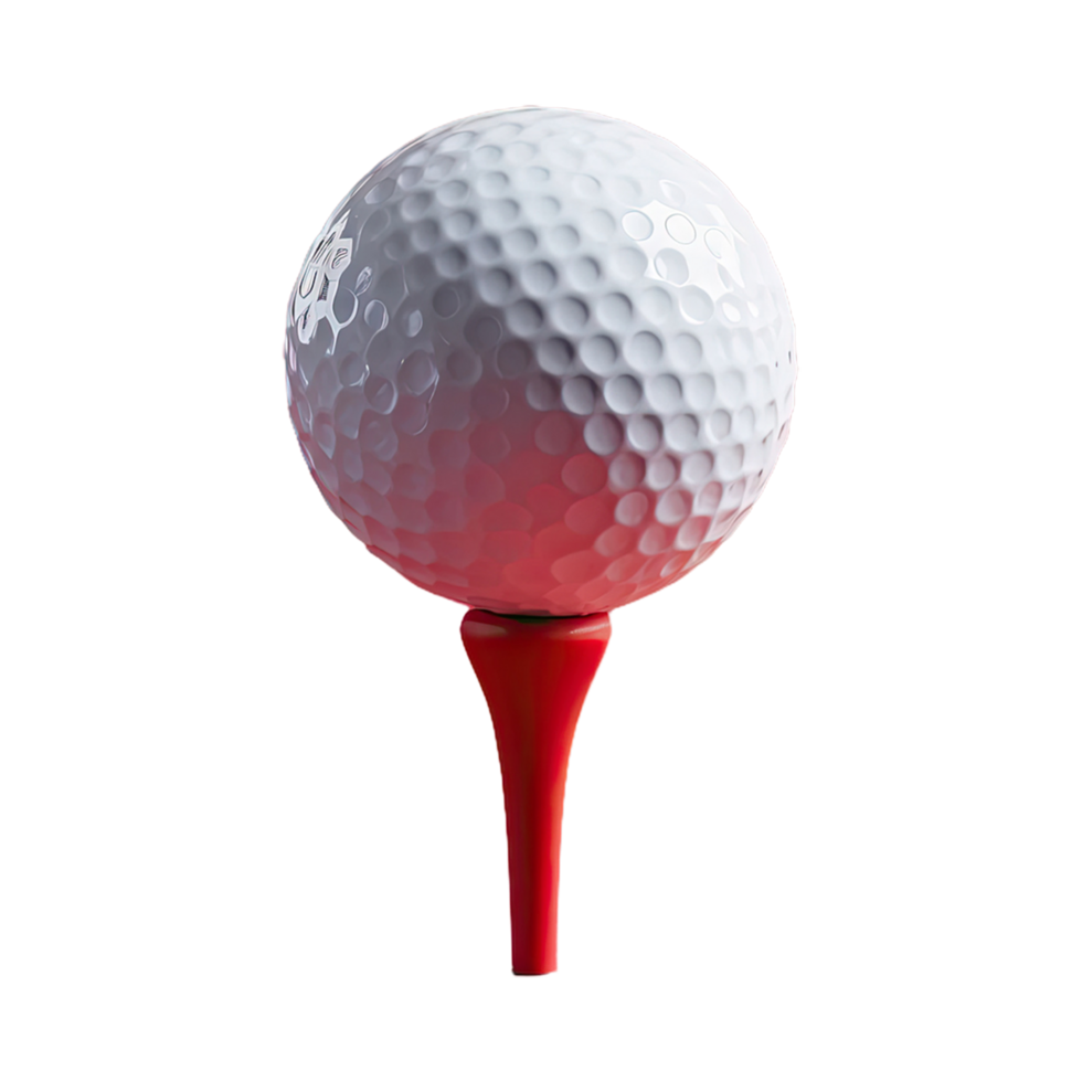 ai generiert Golf Ball auf ein rot Tee isoliert auf transparent Hintergrund png