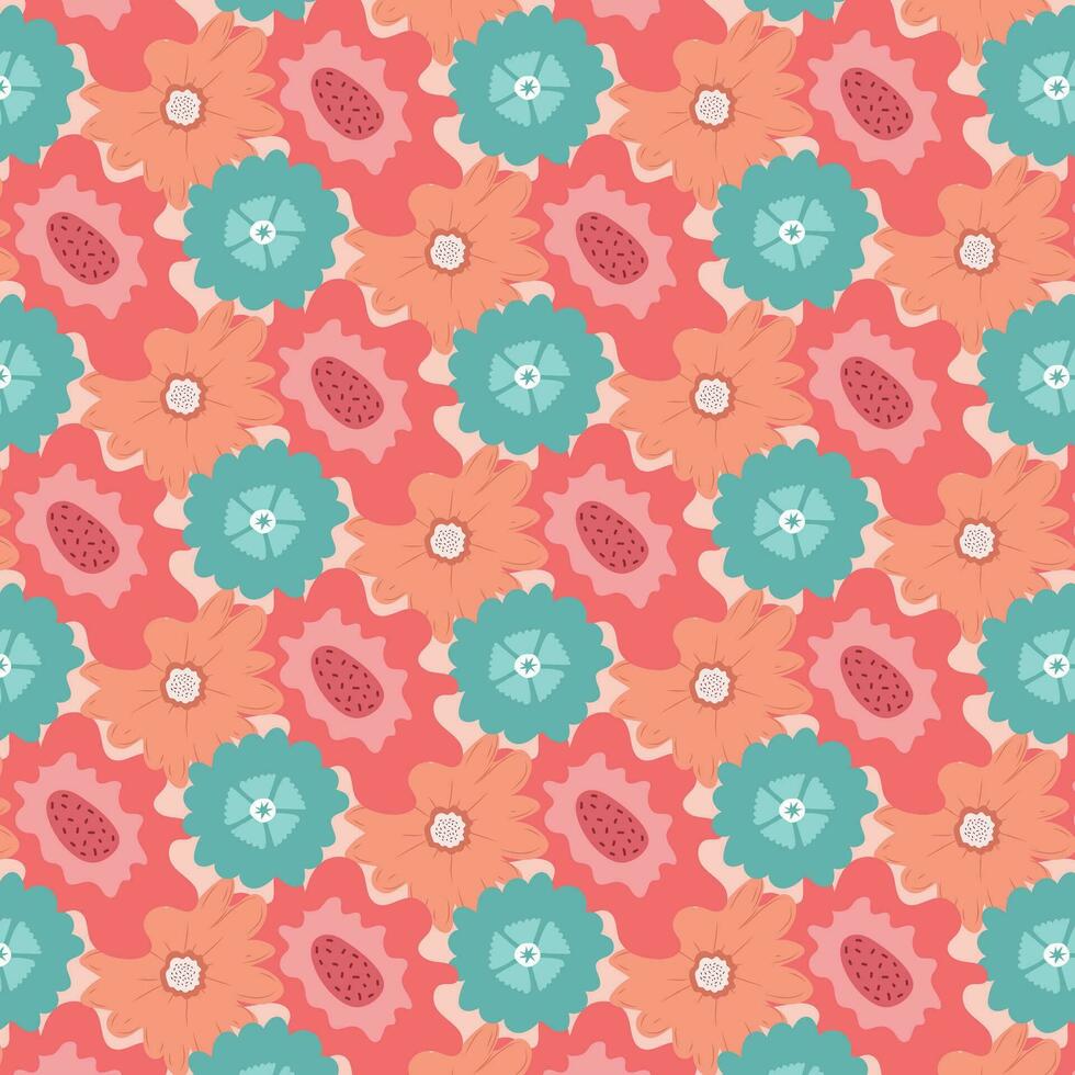 Floral pattern with bright large creative flowers. Floral abstract background. vector