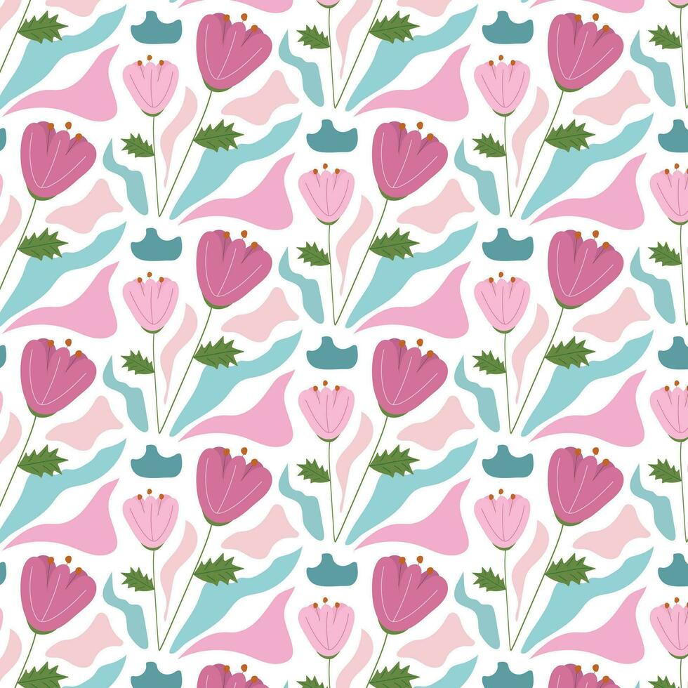 Pattern with abstract flowers in pastel colors. Pattern on the swatch panel. vector