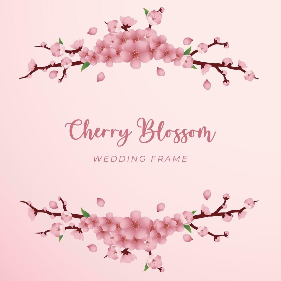 Cherry Blossom wedding frame vector design