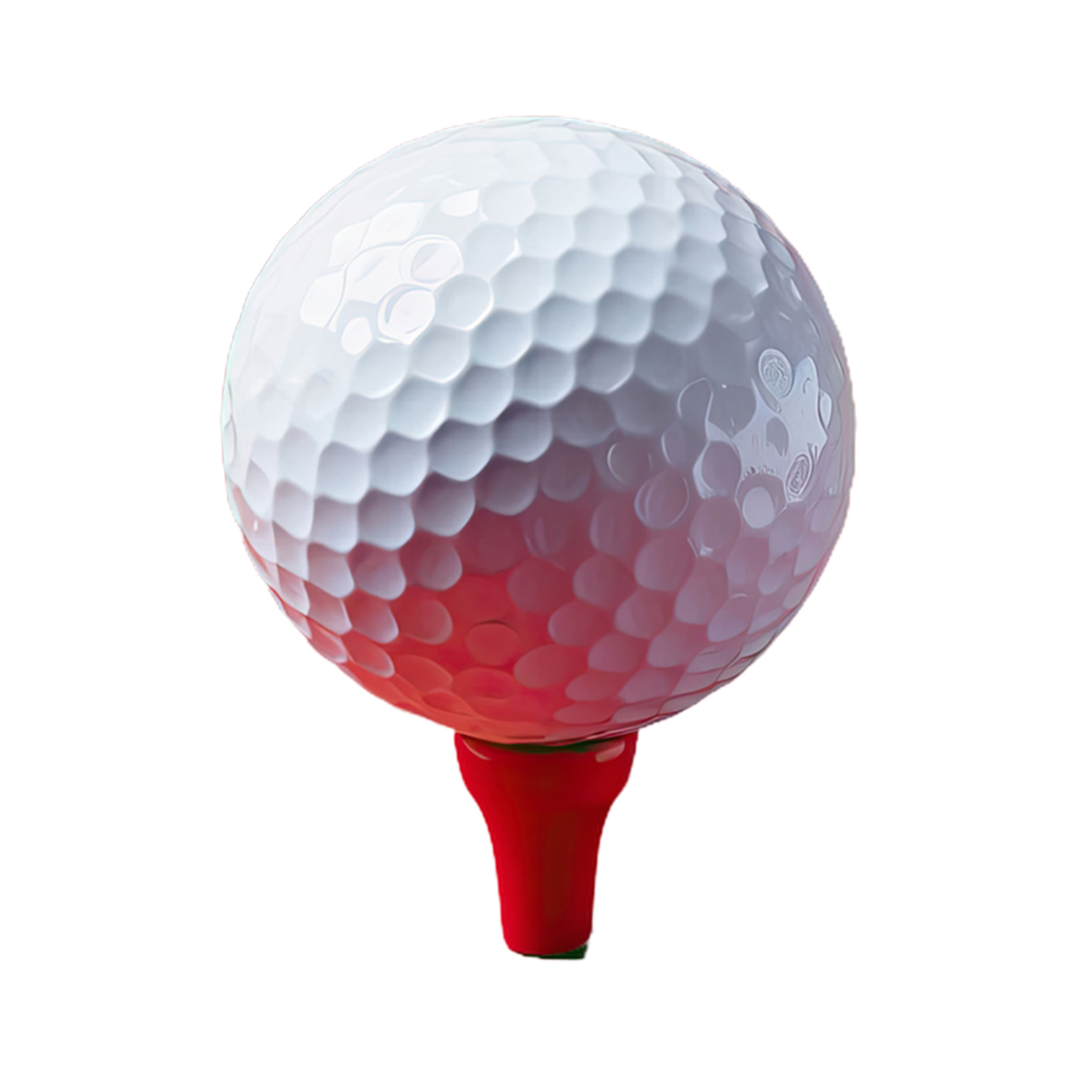 ai généré le golf Balle sur une rouge tee isolé sur transparent Contexte png