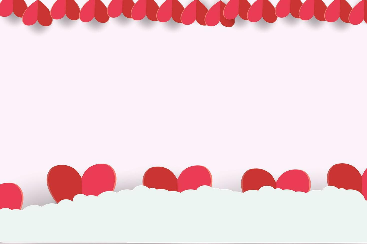 contento San Valentín día bandera hermosa corazones y nubes papel cortar Arte estilo vector ilustración modelo