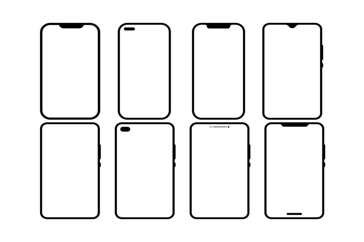 phone black and white blank icon set 36083571 Vector Art at Vecteezy