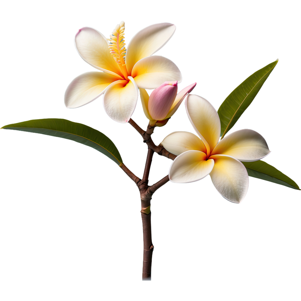 AI generated showcases frangipani blossom isolated on transparent background png
