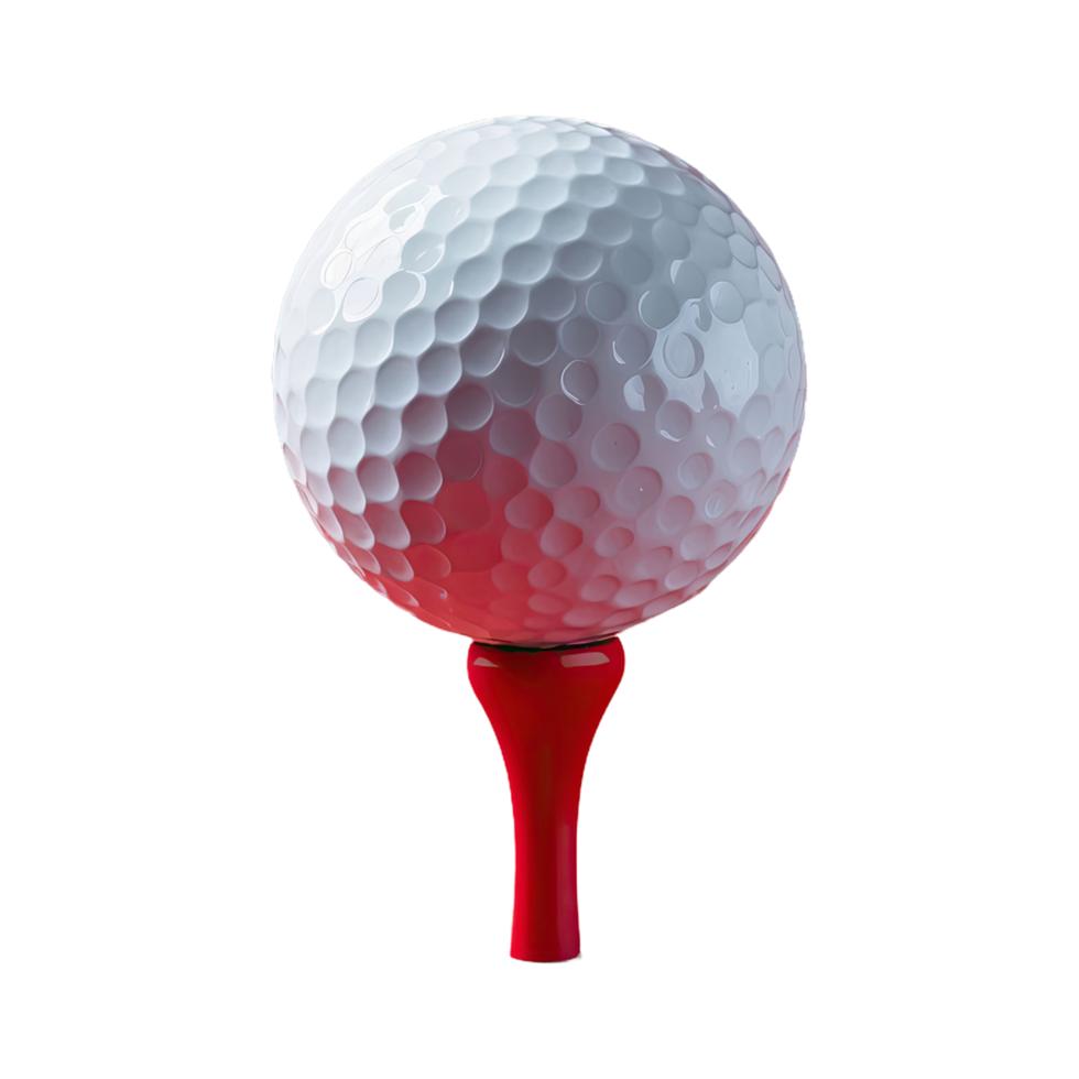 AI generated golf ball on a red tee isolated on transparent background png