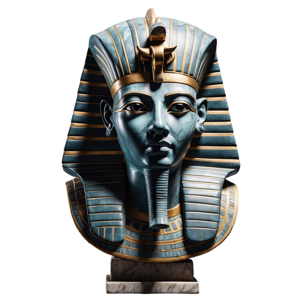AI generated Ancient marble and granite pharaoh bust from egypt isolated on transparent background png