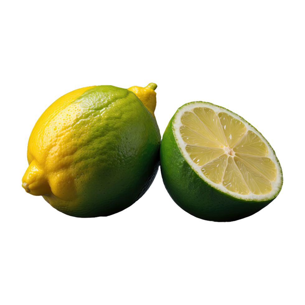AI generated Lemon and lime isolated on transparent background png