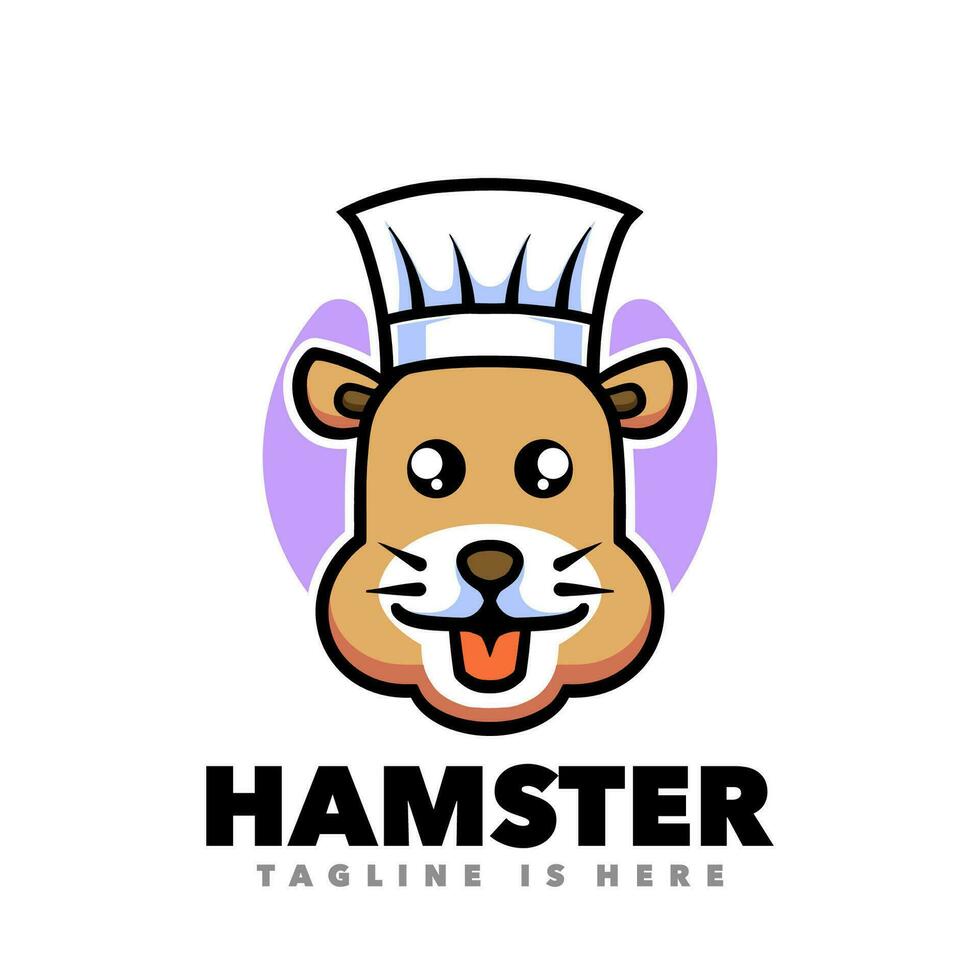 Cute hamster chef mascot logo vector