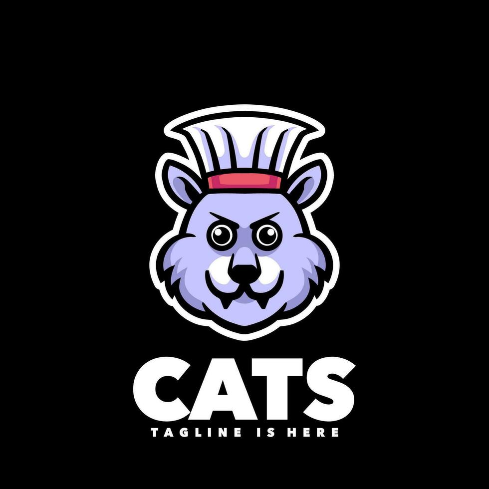 Cat chef mascot cartoon logo vector