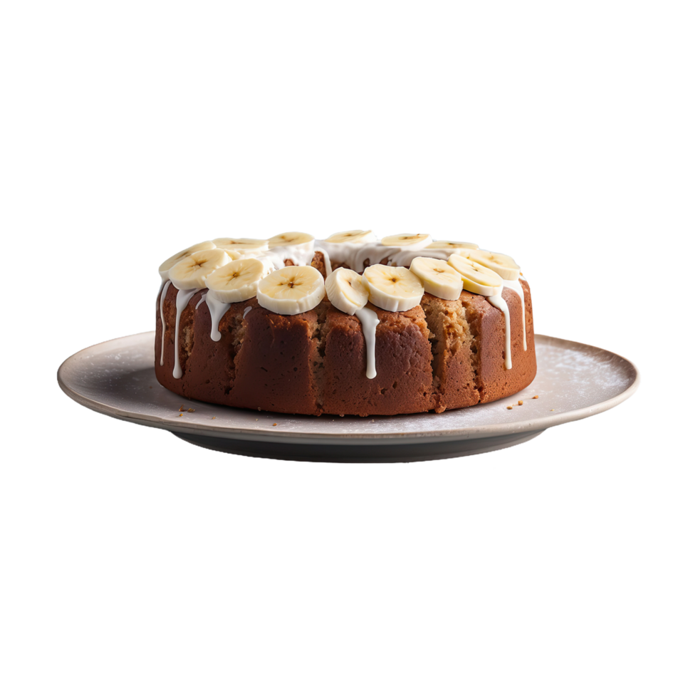 AI generated Banana cake made at home isolated on transparent background png