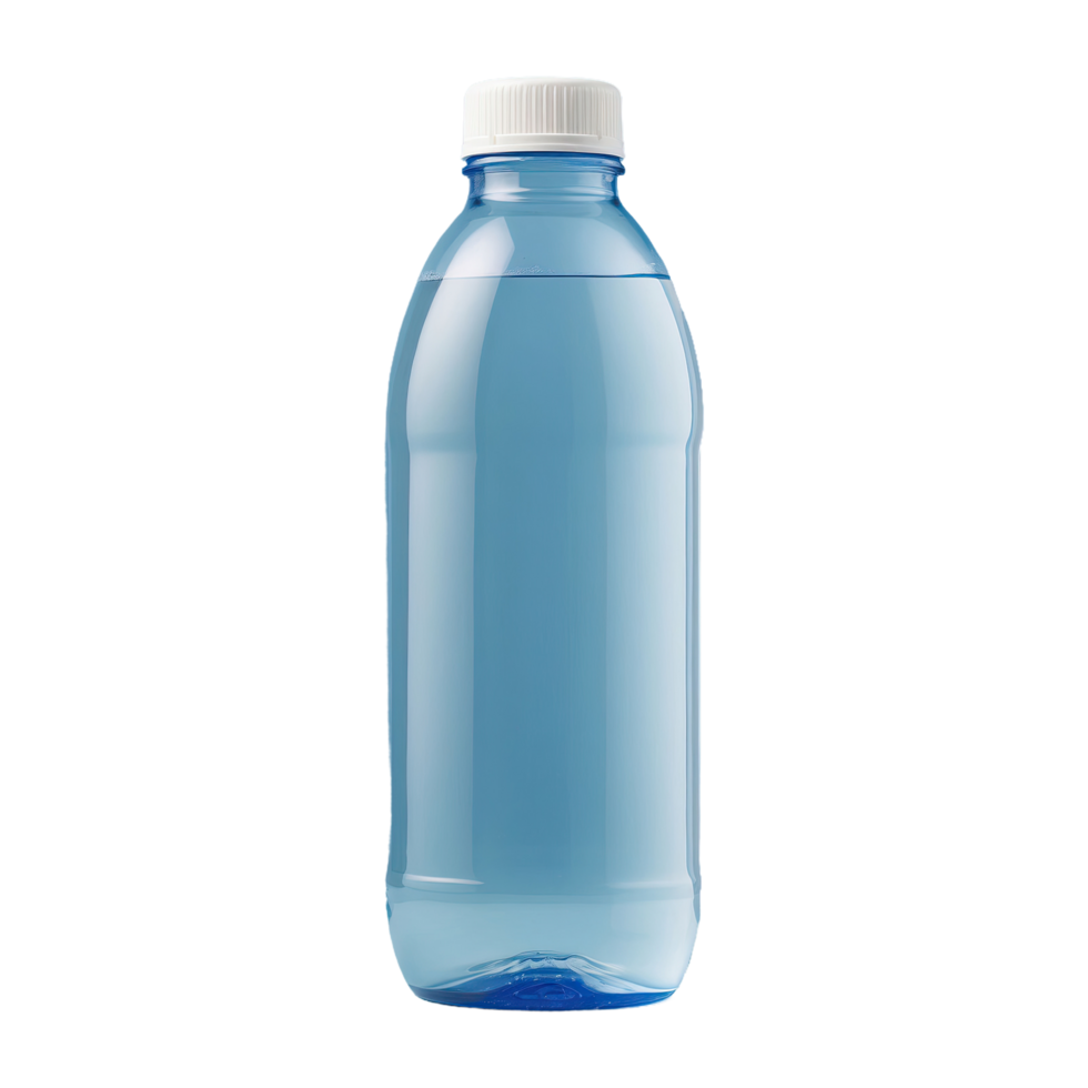 AI generated Water filled plastic bottles with caps isolated on transparent background png