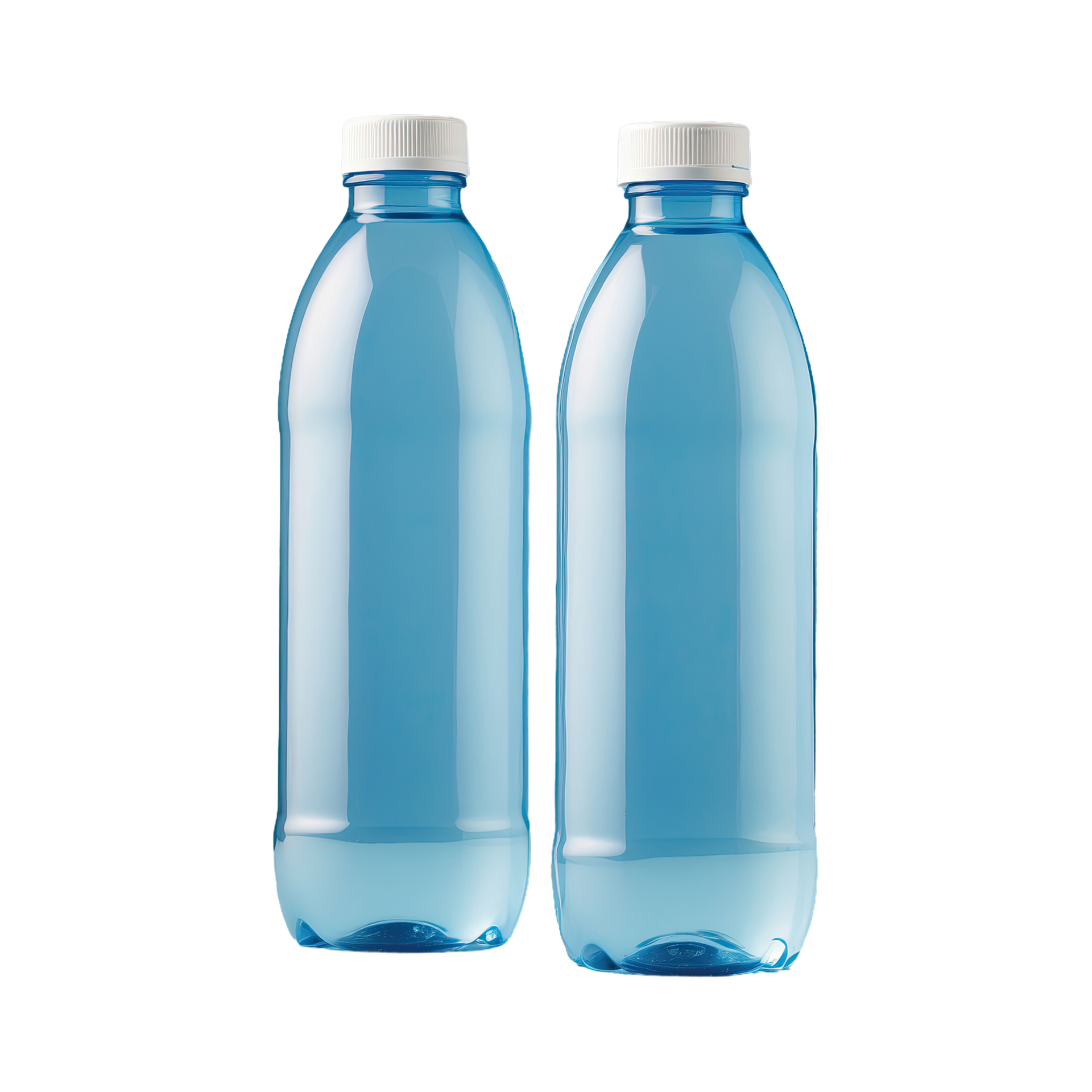 AI generated Water filled plastic bottles with caps isolated on