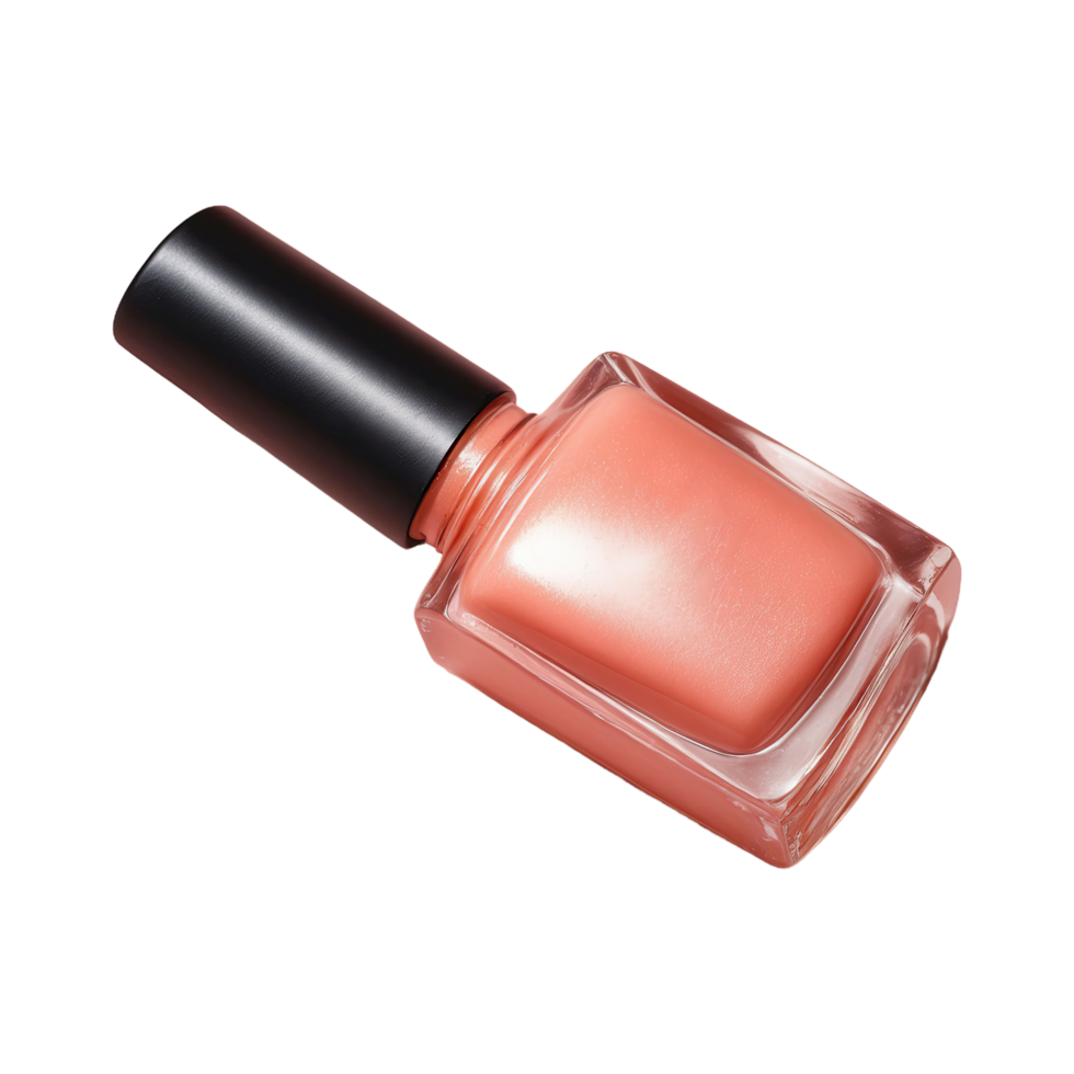 AI generated Shimmery peach nail polish smudged isolated on transparent background png