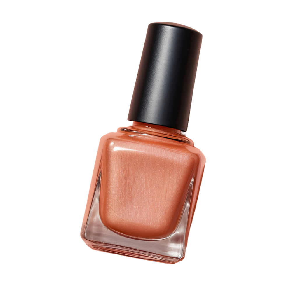 AI generated Shimmery peach nail polish smudged isolated on transparent background png