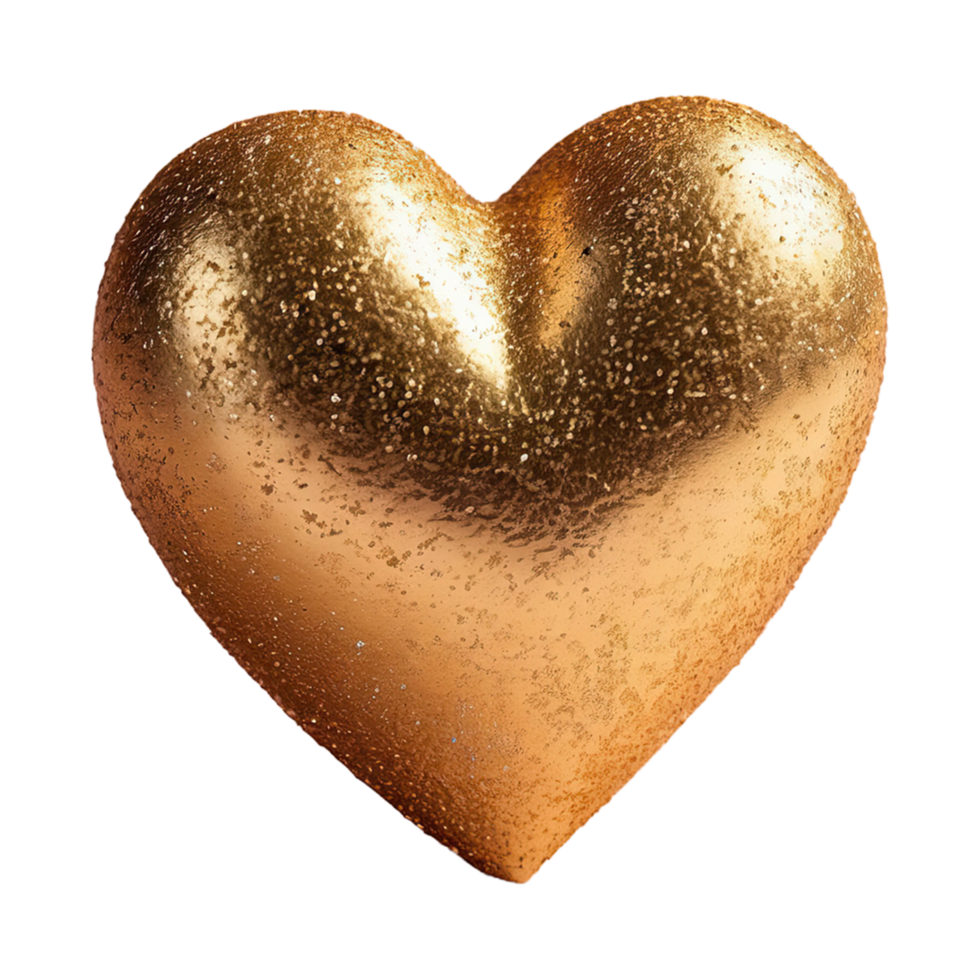 AI generated Gold heart with glitter isolated on transparent background png