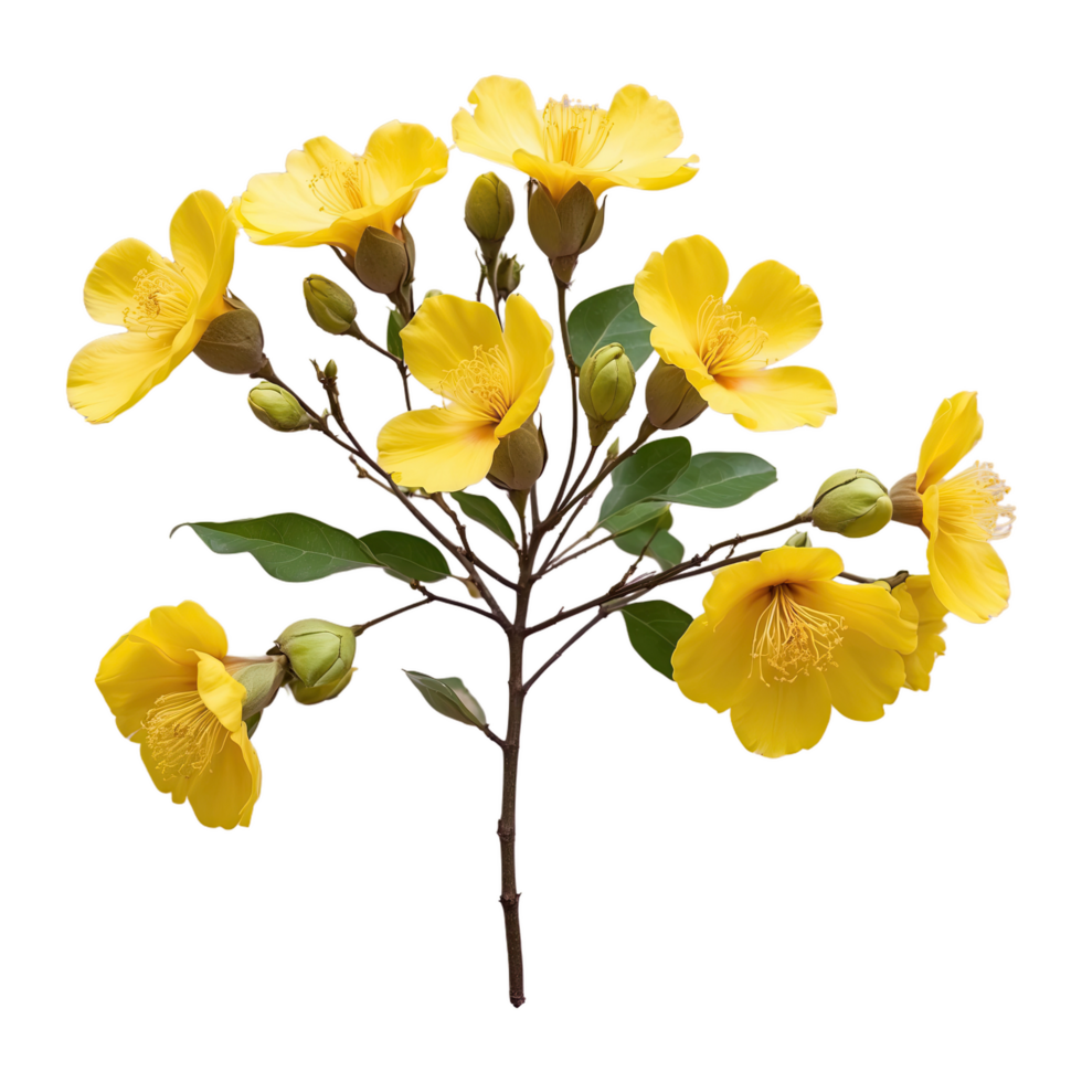 ai gegenereerd geel zijde katoen boom bloemen geïsoleerd Aan transparant achtergrond png