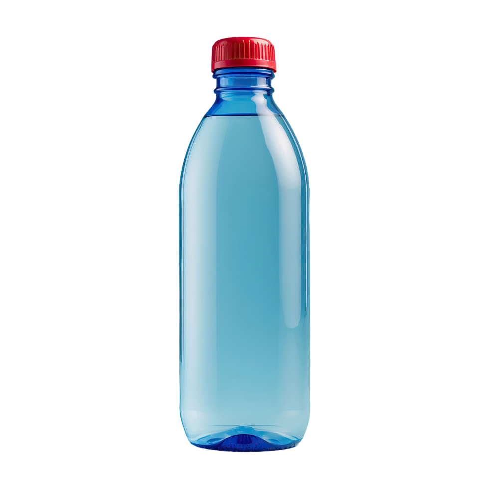 AI generated Water filled plastic bottles with caps isolated on transparent background png