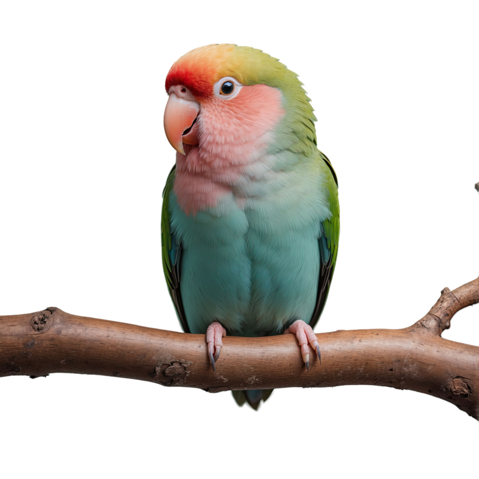 AI generated Adorable lovebird on branch isolated on transparent background png