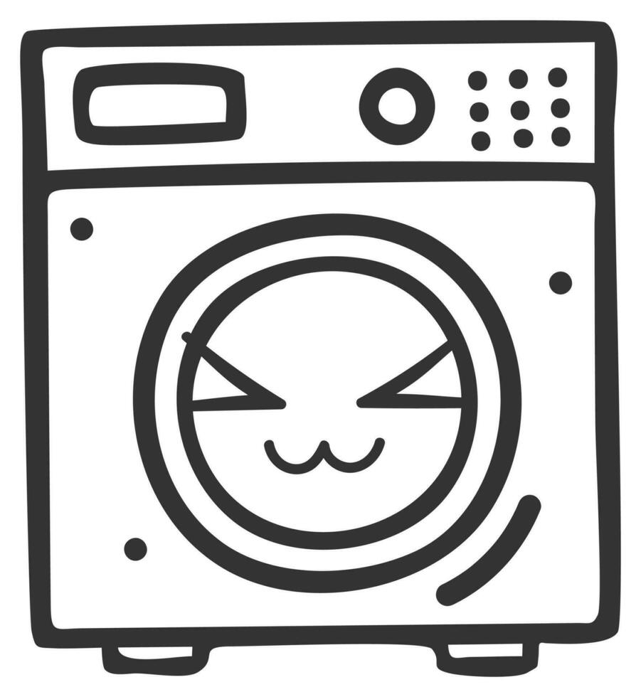 hand drawn washing machine single sticker with expression 24 vector
