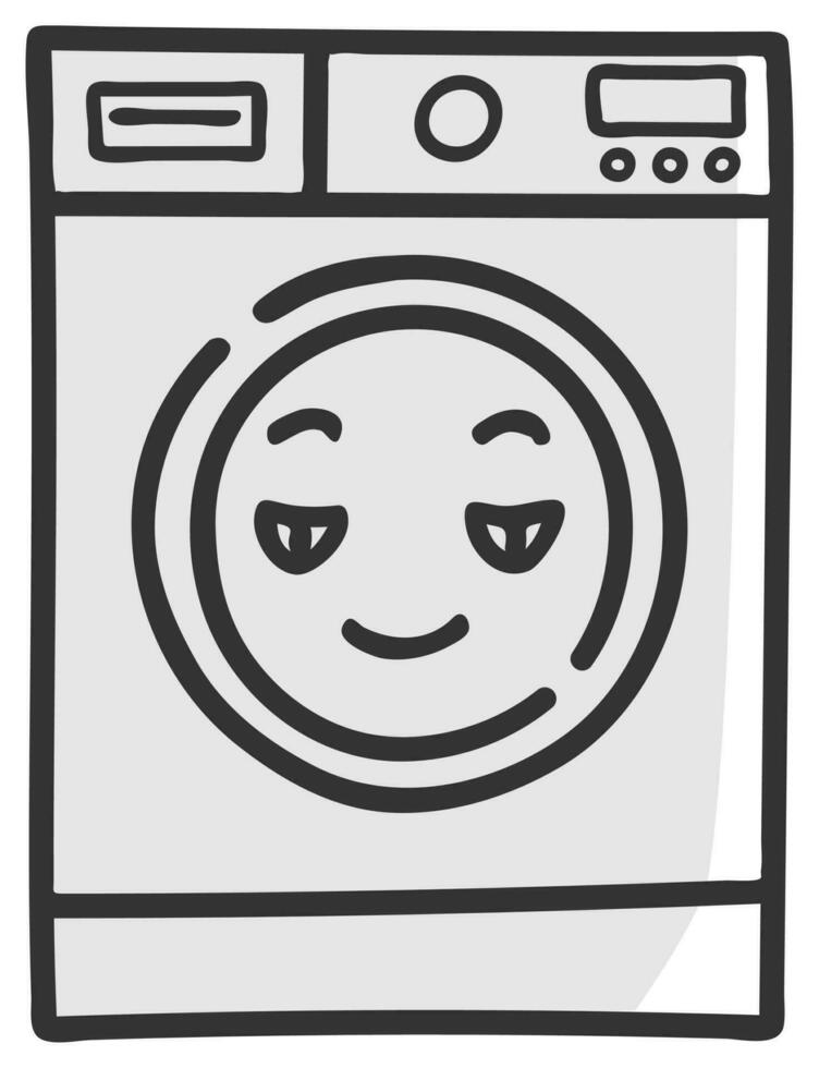 hand drawn washing machine single sticker with expression 22 vector