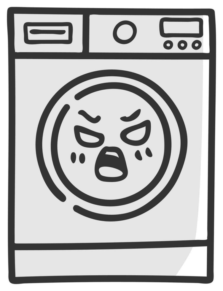 hand drawn washing machine single sticker with expression 03 vector