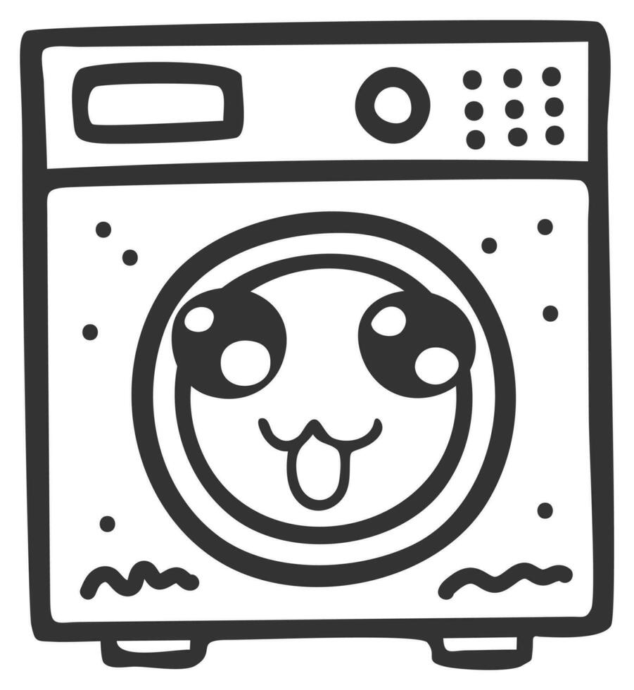 hand drawn washing machine single sticker with expression 28 vector