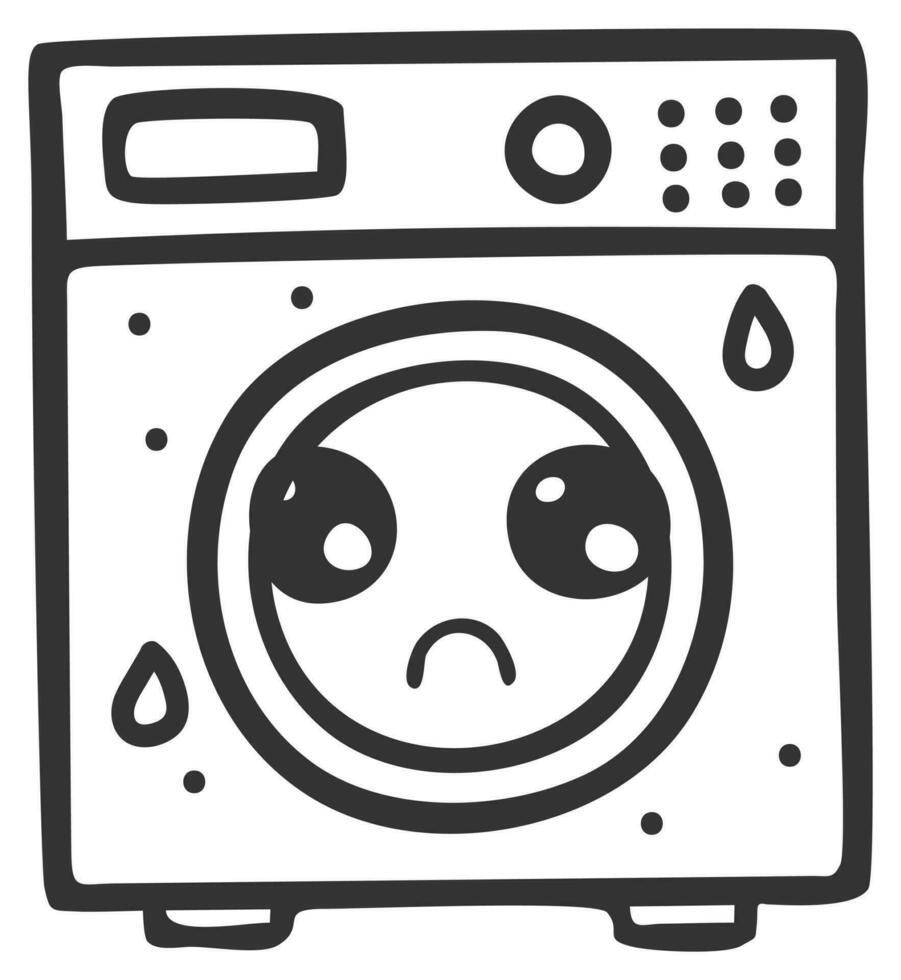 hand drawn washing machine single sticker with expression 14 vector