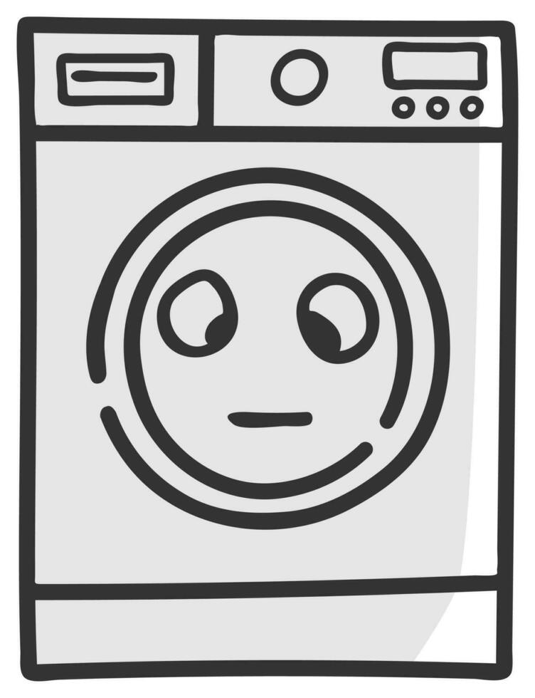 hand drawn washing machine single sticker with expression 08 vector