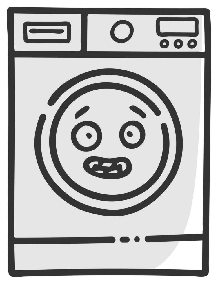 hand drawn washing machine single sticker with expression 06 vector