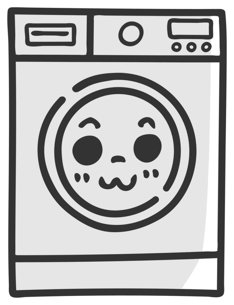 hand drawn washing machine single sticker with expression 25 vector