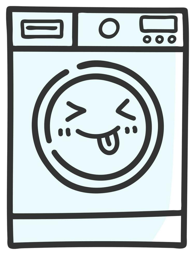 hand drawn washing machine single sticker with expression 04 vector