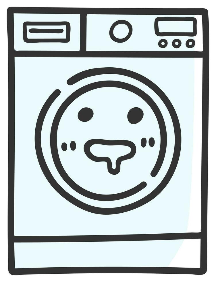hand drawn washing machine single sticker with expression 20 vector