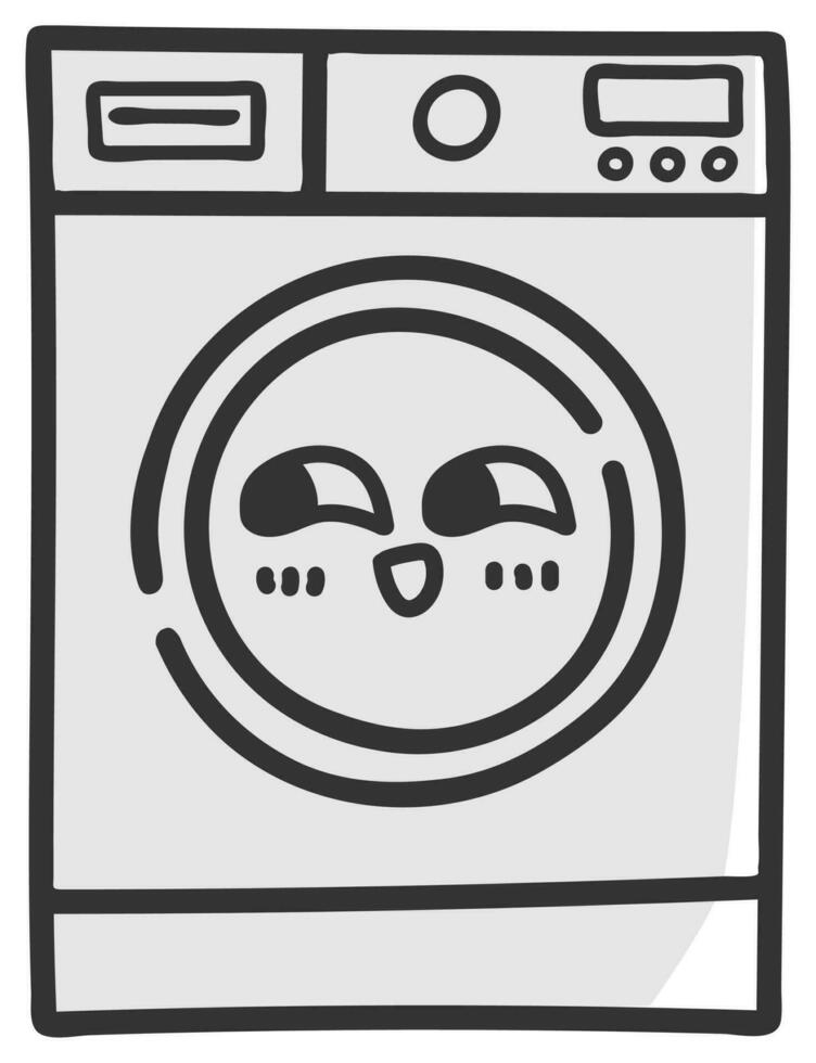 hand drawn washing machine single sticker with expression 01 vector