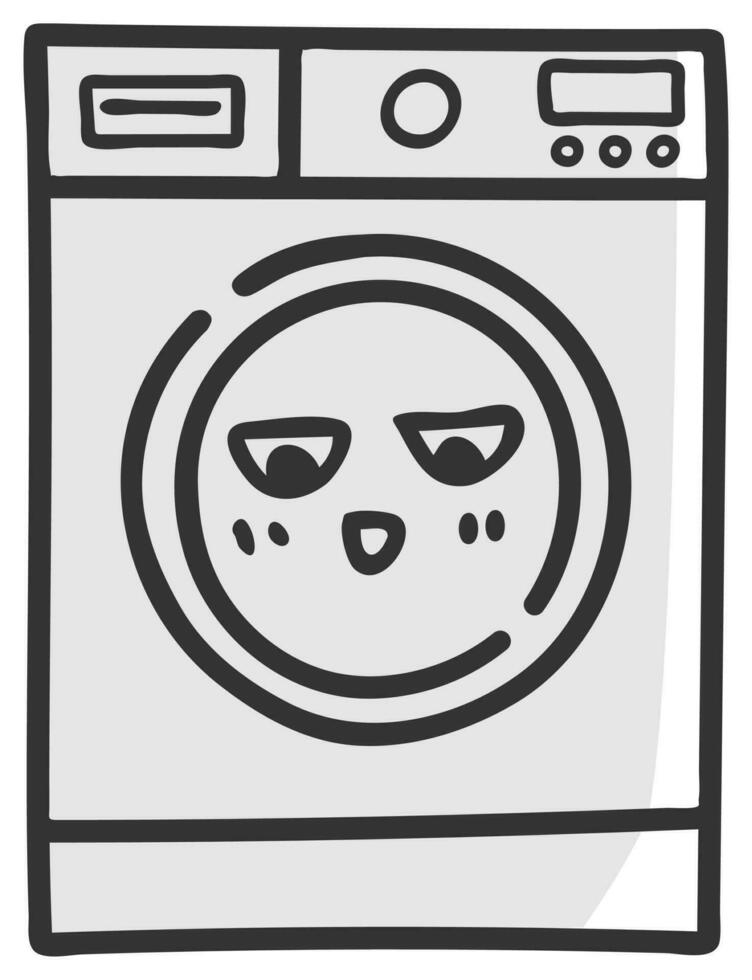 hand drawn washing machine single sticker with expression 19 vector