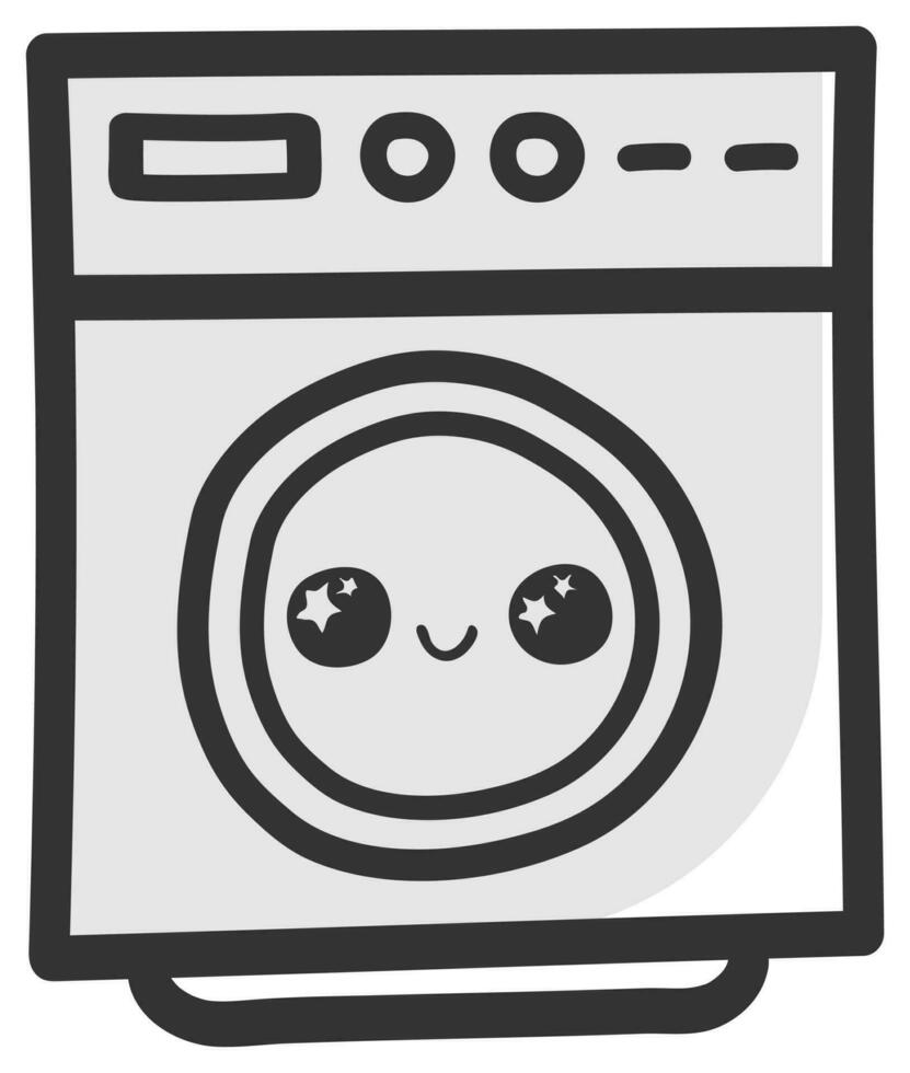 hand drawn washing machine single sticker with expression 16 vector