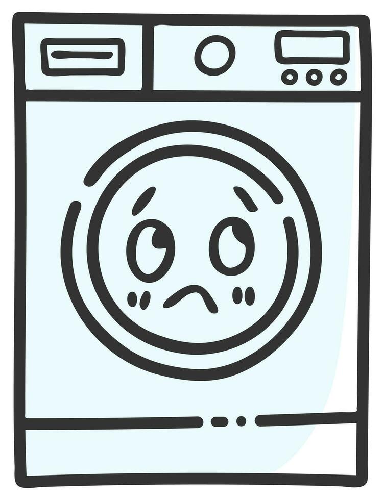 hand drawn washing machine single sticker with expression 10 vector