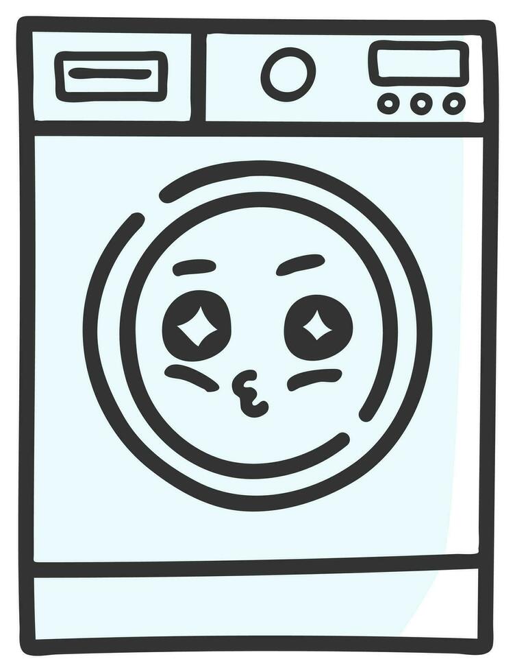 hand drawn washing machine single sticker with expression 21 vector
